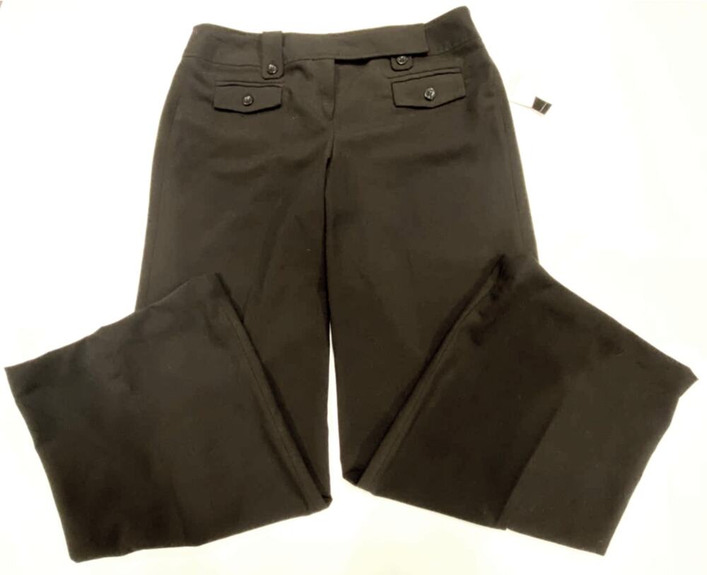 Sharagano Studio Women's Black Wide Leg Flap Pockets Dress Pants Size 10